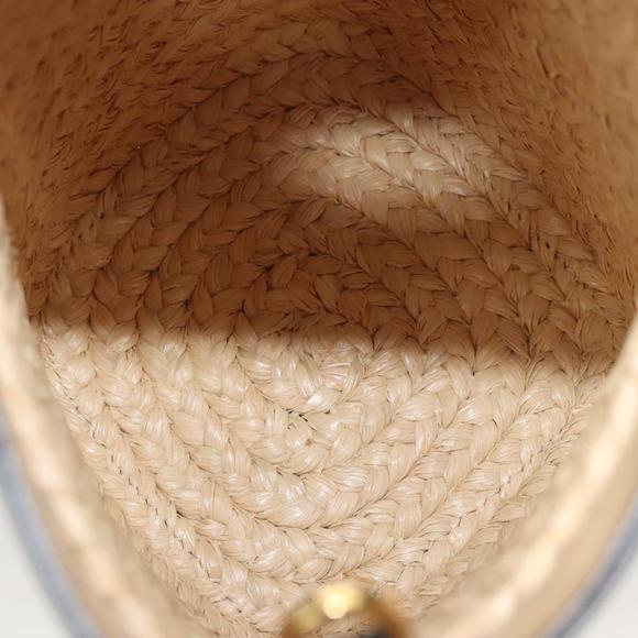 LOEWE Hand Bag Straw Leather 2way Beige Black Auth BA1116SM - Picture 10 of 16